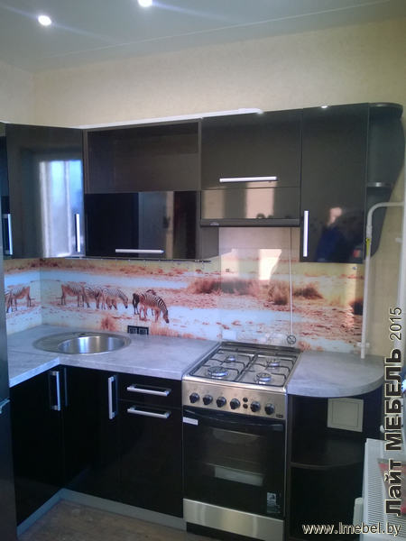 Кухня угловая - Черный глянец